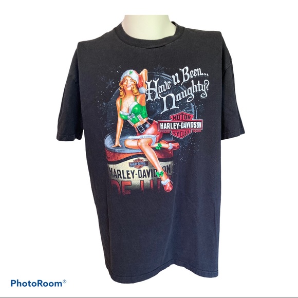 Harley-Davidson Other - Harley-Davidson Naughty Xmas Pin Up Girl T-Shirt